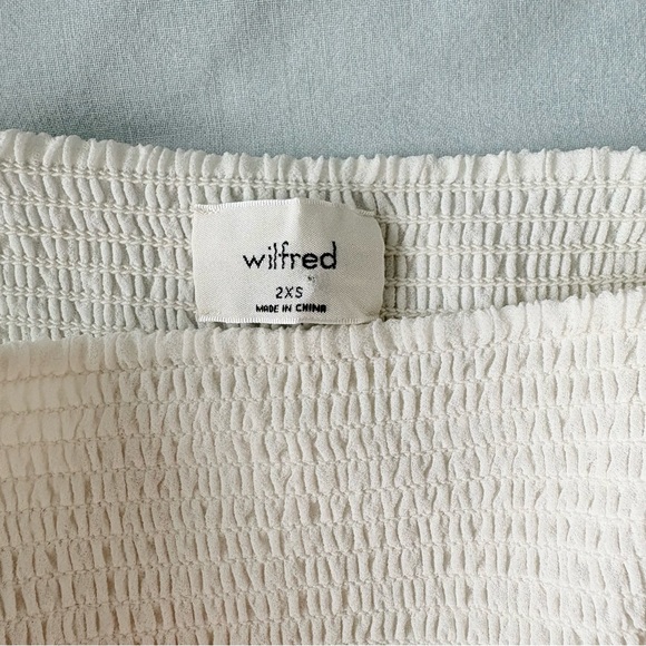 Aritzia Wilfred Tempest Mini Dress Smocked White Chiffon Romantic Feminine 2XS - Picture 7 of 16